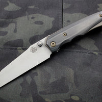 Munroe Knives custom Basilisk Bronzed Titanium and Black G-10