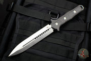 Heretic Nephilim Double Edge Fixed Blade - Stonewash with Carbon Fiber Scales SN05 H003-2A-CF