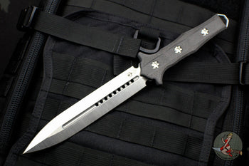 Heretic Nephilim Double Edge Fixed Blade - Stonewash with Carbon Fiber Scales SN05 H003-2A-CF