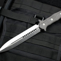 Heretic Nephilim Double Edge Fixed Blade - Stonewash with Carbon Fiber Scales SN05 H003-2A-CF