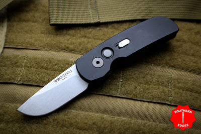 Protech Calmigo Black Body Stonewash Single Edge Blade Out The Side (OTS) Auto Knife 2201-SW