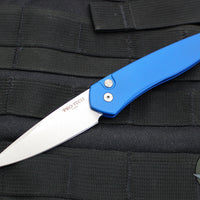 Protech Newport Out The Side OTS Auto- Blue Handle with Stonewash Blade 3405-BLUE