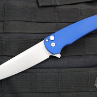 Protech Malibu Flipper- Reverse Tanto- Blue with Stonewash Blade 5201-BLUE