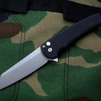 Protech Malibu Flipper Black Handle with a Reverse Tanto Stonewash Blade 5201