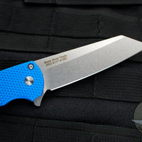 Protech Malibu Flipper-Texas Blade Show 2022 Limited Edition of 200- Blue Textured Handle with a Reverse Tanto Stonewash Blade 5205-BLUE