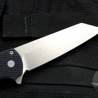 Protech Malibu Flipper Black Textured Handle with a Reverse Tanto Stonewash Blade 5205