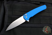 Protech Malibu Flipper- Wharncliffe Blade- Textured Blue Handle- Stonewash Magnacut Steel Blade 5305-BLUE