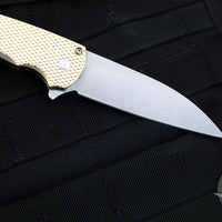 Protech Malibu Flipper- Wharncliffe Blade- Textured Bronze Aluminum Handle- Stonewash Magnacut Steel Blade 5311
