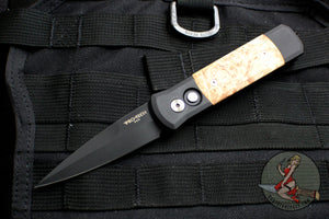 Protech Godson Out The Side Auto (OTS) Black Handle With Maple Burl Wood Inlay Black Blade 707