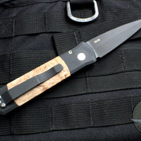 Protech Godson Out The Side Auto (OTS) Black Handle With Maple Burl Wood Inlay Black Blade 707