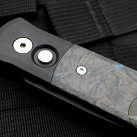 Protech Godson Out The Side Auto (OTS)- Black Handle With Fat Carbon Dark Matter Blue Inlays- Black Blade 7FC31