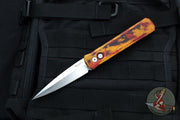 Protech Godfather Out The Side (OTS) Knife- "Del Fuego" Custom finish With Satin Blade- MOP Inlaid Button 921-DF1