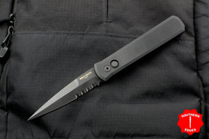 Protech SWAT Godfather Black Out The Side (OTS) Knife With Black Part Serrated Blade & HW 921-SWAT PS