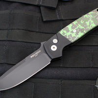 Protech GXIII Terzuola ATCF Out The Side (OTS) Auto Knife- Black Handle with Green/Black Fat Carbon Inlays- Stonewash Magnacut DLC Black Blade- G13 ATCH