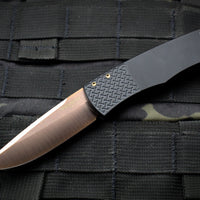 Protech Magic "Whiskers" Out The Side (OTS) Auto Hidden Bolster Release Knife Textured Black Body Rose Gold Blade and HW BR-1 RG