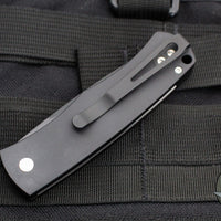 Protech Magic "Whiskers" Tuxedo Black W/ White Micarta Inlay Out The Side (OTS) Auto Hidden Bolster Release Knife Black Blade BR-1.52