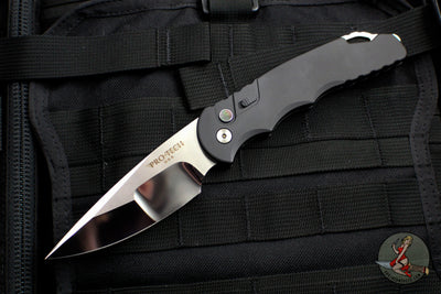 Protech Custom TR-4 Tactical Response 4 OTS Auto with Irie Black Handle Mirror Polished Compound Ground Blade Black MOP Button Knife TR-4.50
