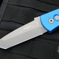 Protech Emerson CQC7 Tanto Out The Side Auto (OTS)- Blue Handle- Bead Blast Blade E7T01-BLUE