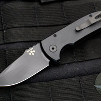 LEFT HAND VERSION! Protech Les George SBR Short Bladed Rockeye Out The Side (OTS) Smooth Black Handle with Black Blade LG403-LH SBR