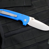 Protech Les George Rockeye Out The Side (OTS) Auto- Blue Handle- Stonewash Blade LG301-BLUE