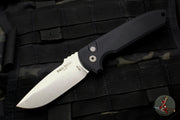 Protech Les George Rockeye Out The Side (OTS) Auto- Black Handle- Stonewash Blade LG301