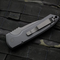 Protech Les George Rockeye Out The Side (OTS) Auto- Operator- Black Handle- Sterile Black Blade- Tritium Button LG303-Operator
