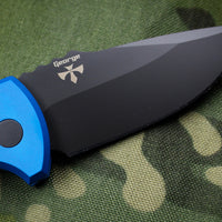 Protech Les George SBR Short Bladed Rockeye Out The Side (OTS) Smooth Blue Handle with Black Blade LG403-BLUE