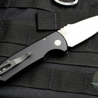 Protech Les George SBR Short Bladed Rockeye Out The Side (OTS) Black Textured Handle with Acid Washed Blade LG415 SBR