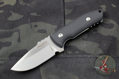 Protech Les George SBR Short Bladed Rockeye Black G-10 Handle Stonewash/Satin Fixed Blade LG501 SBR