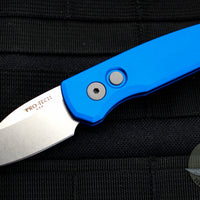 Protech Runt Blue Handle Stonewash Wharncliffe Blade Out The Side (OTS) Auto Knife R5101-BLUE