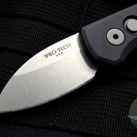 Protech Runt Black Handle Stonewash Wharncliffe Blade Out The Side (OTS) Auto Knife R5101