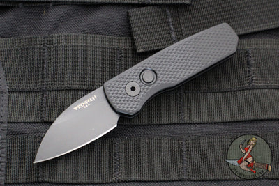 Protech Runt Out The Side (OTS) Auto Knife- Black Textured Handle- Black Wharncliffe Blade  R5106