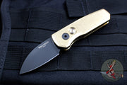 Protech Runt Special Aluminum Bronze Smooth Body DLC Black Wharncliffe Blade Out The Side (OTS) Auto Knife R5112
