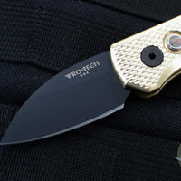 Protech Runt Out The Side (OTS) Auto Knife- Special Aluminum Bronze- Textured Body DLC Black Wharncliffe Blade R5113