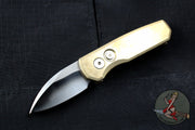 Protech Runt Special Blade Show Aluminum Bronze Smooth Body Mirror Wharncliffe Blade Out The Side (OTS) Auto Knife R5116