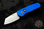 Protech Runt Blue Handle Stonewash Reverse Tanto Blade Out The Side (OTS) Auto Knife R5201-BLUE