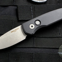 Protech Runt Black Handle Stonewash Reverse Tanto Blade Out The Side (OTS) Auto Knife R5201