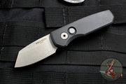 Protech Runt Black Handle Stonewash Reverse Tanto Blade Out The Side (OTS) Auto Knife R5201