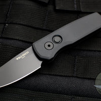 Protech Runt- Black Handle- DLC Black Reverse Tanto Blade Out The Side (OTS) Auto Knife R5203