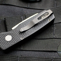 Protech Runt Black Textured Handle Stonewash Reverse Tanto Blade Out The Side (OTS) Auto Knife R5205