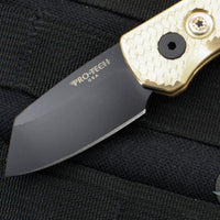 Protech Runt Out The Side (OTS) Auto Knife- Special Aluminum Bronze- Dragonscale Handle- DLC Black Reverse Tanto Blade R5241