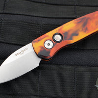 Protech Runt OTS Auto Knife- Wharncliffe- Special "Del Fuego" Finished Handle- Stonewash Wharncliffe Magnacut Steel Blade  R5301-DF