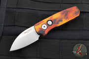 Protech Runt OTS Auto Knife- Wharncliffe- Special "Del Fuego" Finished Handle- Stonewash Wharncliffe Magnacut Steel Blade  R5301-DF