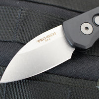 Protech Runt OTS Auto Knife- Wharncliffe- Black Handle- Stonewash Wharncliffe Magnacut Steel Blade  R5301