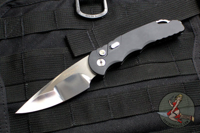 Protech Tactical Response 5- Custom- Black Handle- Mike Irie Mirror Polished Compound Ground Blade- Abalone Inlaid Button T5450