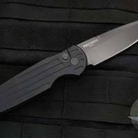 Protech Protech LEFT HAND Tactical Response 3 Out The Side (OTS) Auto Knife- Black Grooved Handle- Black Blade TR-3 L-2