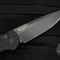 Protech Protech LEFT HAND Tactical Response 3 Out The Side (OTS) Auto Knife- Black Grooved Handle- Black Blade TR-3 L-2