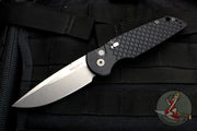 Protech TR-3 Tactical Response 3 Out The Side (OTS) Auto Knife- Black Fish Scale Handle- Stonewash Magnacut Steel Plain Edge- Safety Switch TR-3 MC1