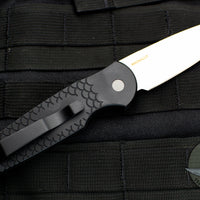 Protech TR-3 Tactical Response 3 Out The Side (OTS) Auto Knife- Black Fish Scale Handle- Stonewash Magnacut Steel Plain Edge- Safety Switch TR-3 MC1