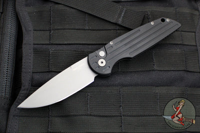 Protech TR-3 Black Tactical Response 3 Out The Side (OTS) Auto Knife Black Grooved Handle TR-3